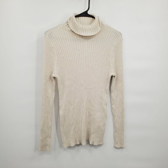 Chico's Ribbed Turtleneck Long Sleeve Knit Sweater Top Women Size Medium - Picture 1 of 11